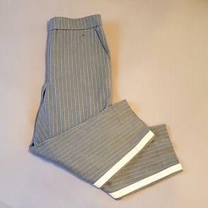 Gray Stripped Straight Legged Trousers